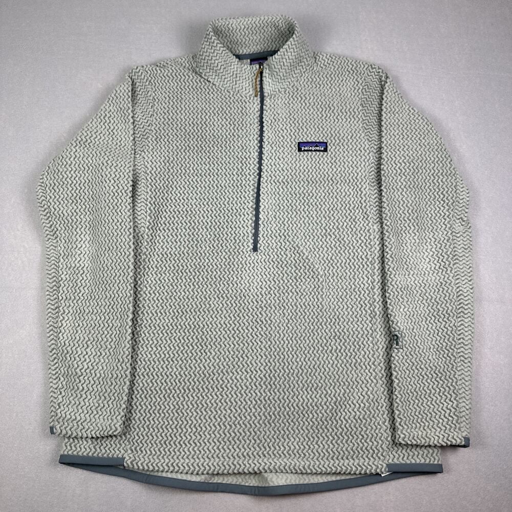 Patagonia R1 Air Zip-Neck Fleece Pullover 1/2 Zip Size Large Light Green Zig Zag